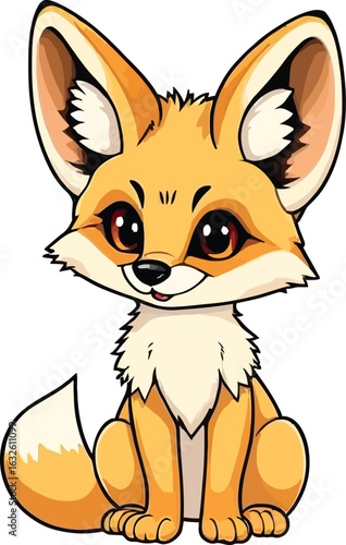 Cute cartoon a illustrator vector fennec fox