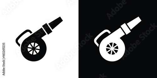 Leaf blower icon in flat style, filled black symbol