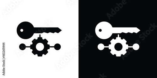 Key factor icon in flat style, filled black symbol