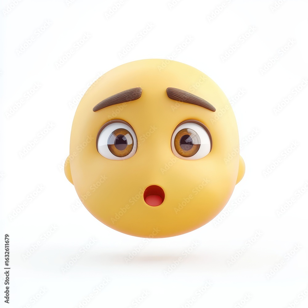 Fototapeta premium A three-dimensional surprised emoticon.