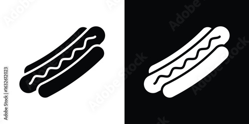 Hot dog icon in flat style, filled black symbol