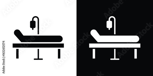 Hospital bed icon in flat style, filled black symbol