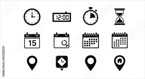Adobe Illustrator Artwork time date location isolated on white