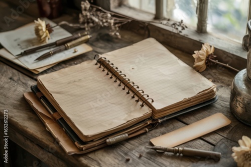 Distressed Spiral Notebook with Torn Pages and Metal Rings