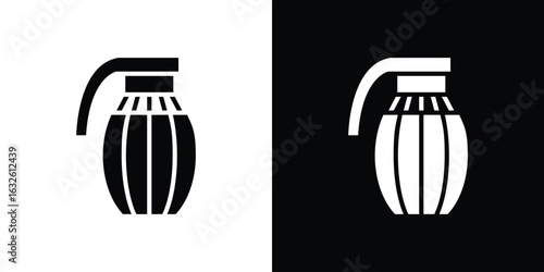 Hand grenade icon in flat style, filled black symbol