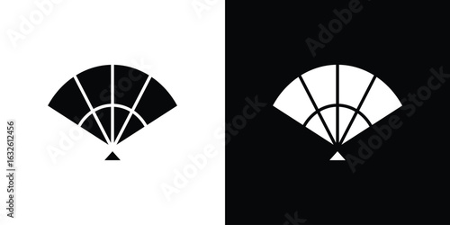 Hand fan icon in flat style, filled black symbol