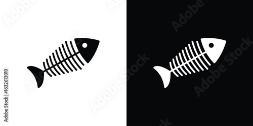 Fishbone icon in flat style, filled black symbol