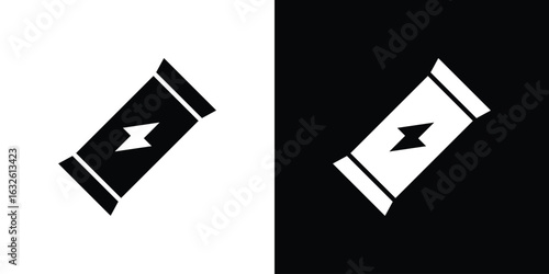 Energy bar icon in flat style, filled black symbol