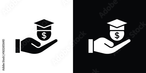 Education cost icon in flat style, filled black symbol