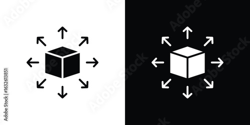 Distribution channel icon in flat style, filled black symbol