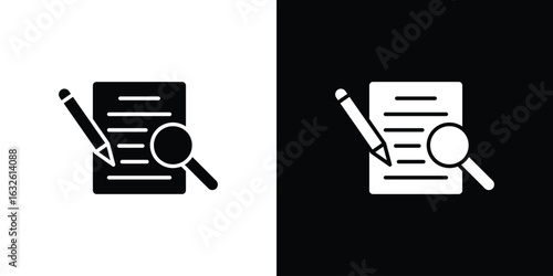 Defining icon in flat style, filled black symbol