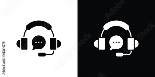 Customer support icon in flat style, filled black symbol