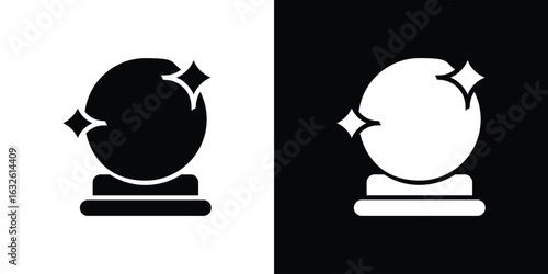 Crystal ball icon in flat style, filled black symbol