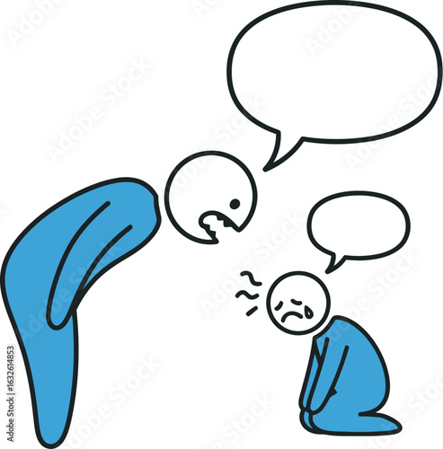 Illustration of conflict bullying and emotional abuse scene