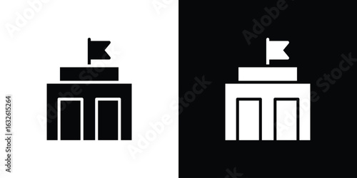 City hall building icon in flat style, filled black symbol