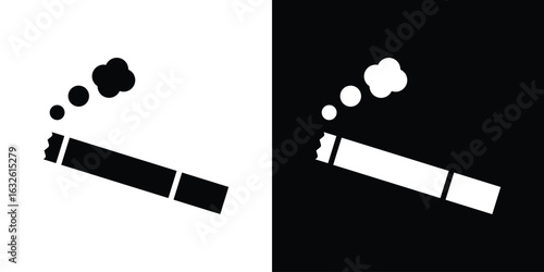 Cigarette icon in flat style, filled black symbol