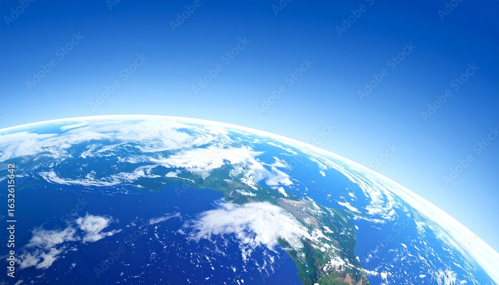 Fototapeta premium Realistic Earth Curve With Gradient Sky Symbolic Of Upper Atmosphere