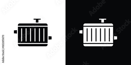 car radiator icon in flat style, filled black symbol