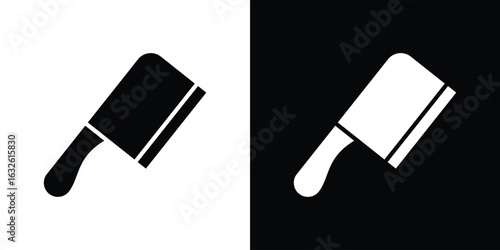 Butcher knife icon in flat style, filled black symbol