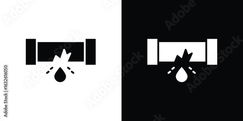 Broken pipe icon in flat style, filled black symbol