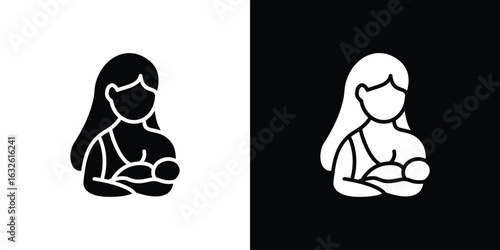 Breastfeeding icon in flat style, filled black symbol