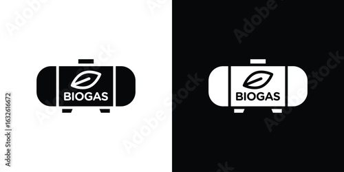 Biogas icon in flat style, filled black symbol