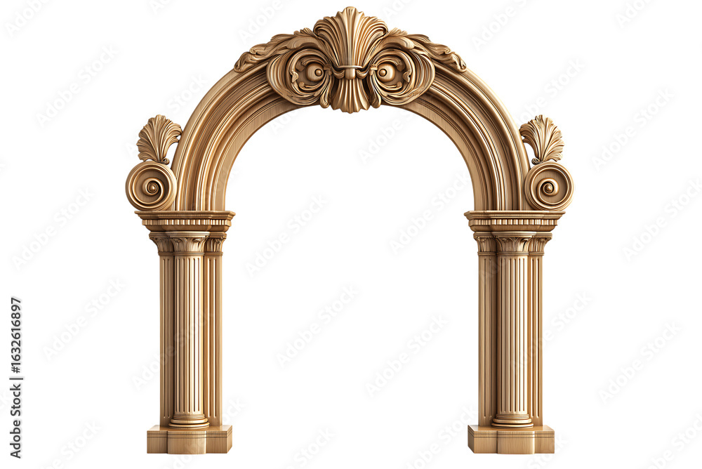 Naklejka premium Elegant wooden architectural archway isolated on transparent background