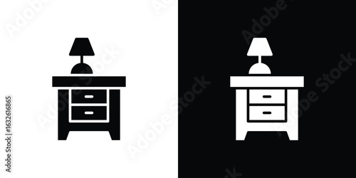 Bedside table icon in flat style, filled black symbol
