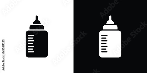 Baby milk bottle icon in flat style, filled black symbol