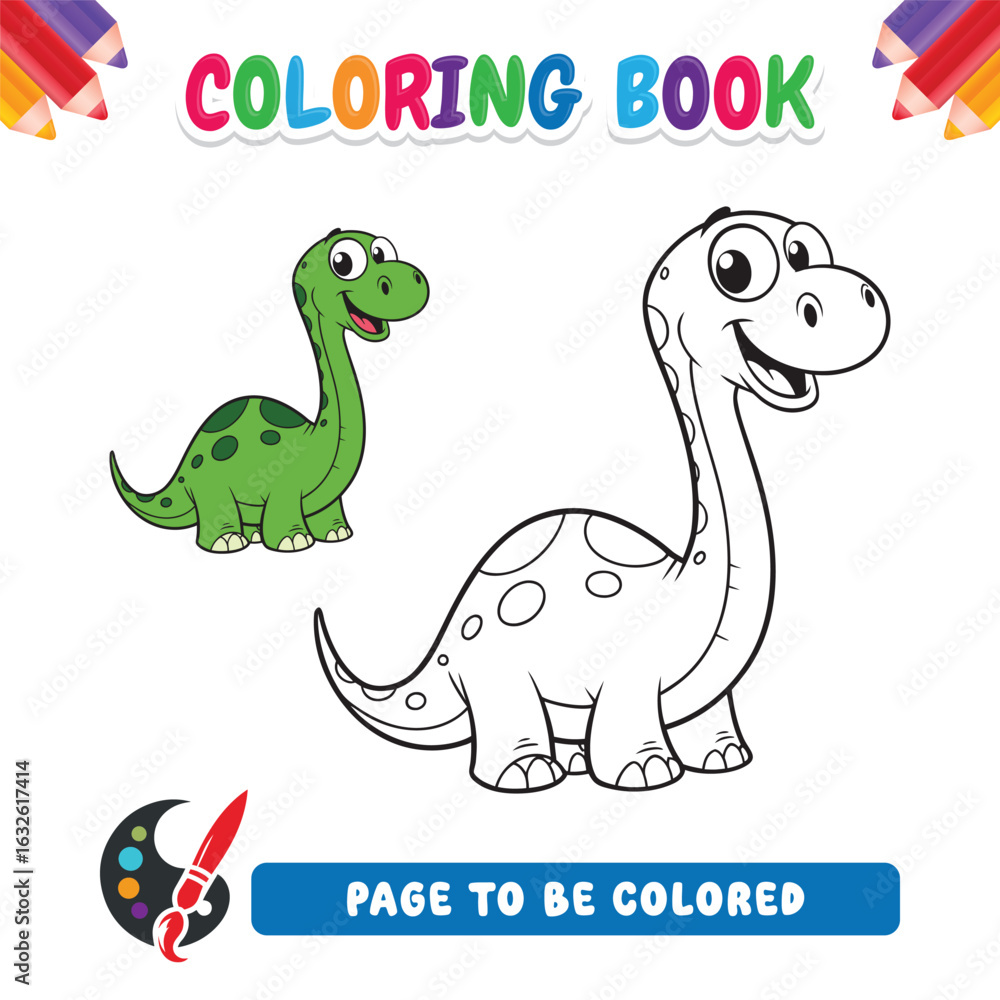 Obraz premium coloring book for kids cartoon dinosaur vector