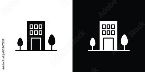 Apartment icon in flat style, filled black symbol