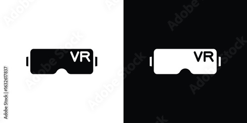 AR headset icon in flat style, filled black symbol