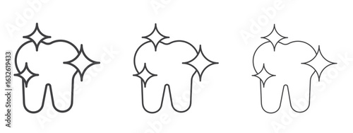 clean tooth icon in Line Art Style for Design collection