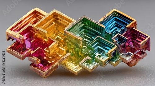 Bismuth Crystal: A Symphony of Color and Geometry