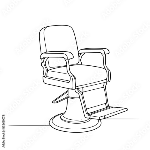 Barber chair illustration, graphic design, line art,