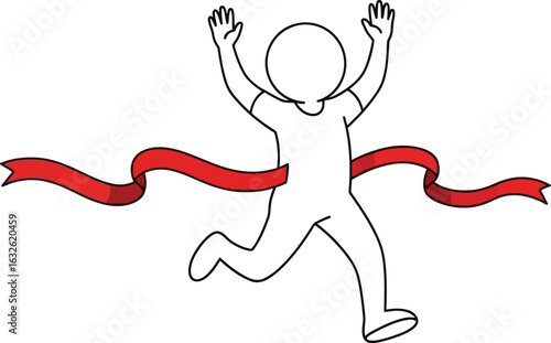 Person crossing finish line vector illustration concept