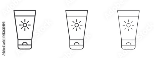Sun cream icon in Line Art Style for Design collection