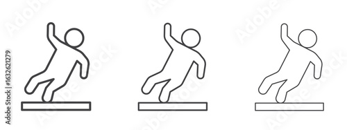 Slippery floor icon in Line Art Style for Design collection
