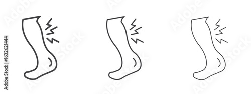 Shin pain icon in Line Art Style for Design collection