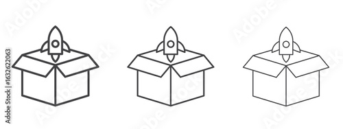 Product release icon in Line Art Style for Design collection