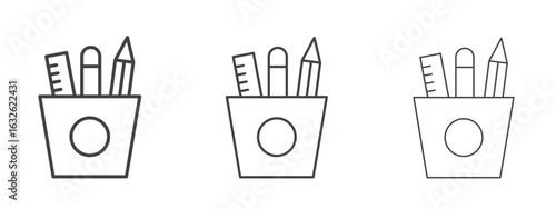 Pencil holder icon in Line Art Style for Design collection