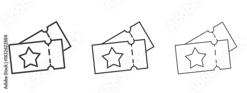 Movie ticket icon in Line Art Style for Design collection
