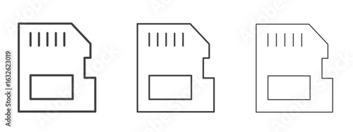 Memory card icon in Line Art Style for Design collection