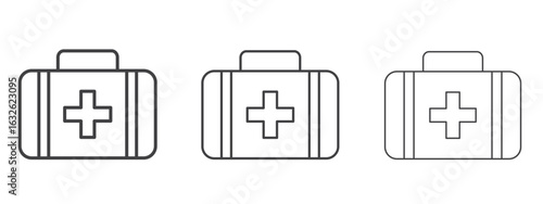 Medical aid kit icon in Line Art Style for Design collection
