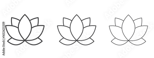 Lotus icon in Line Art Style for Design collection
