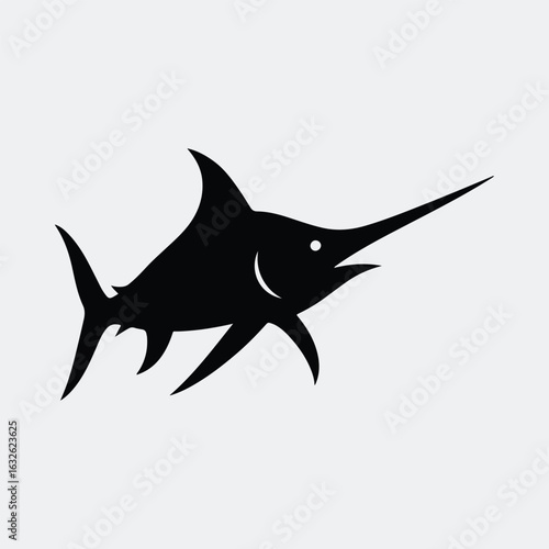 Silhouette swordfish marlin design marine wildlife symbol vector illustration