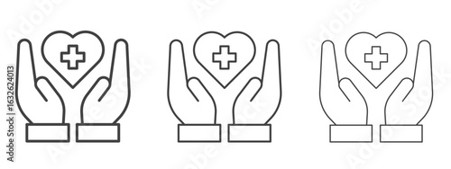 Health insurance icon in Line Art Style for Design collection