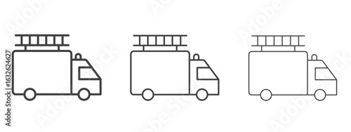 Fire truck icon in Line Art Style for Design collection
