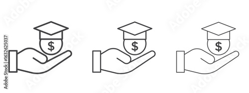 Education cost icon in Line Art Style for Design collection