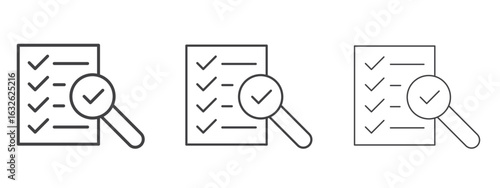 Document verification icon in Line Art Style for Design collection